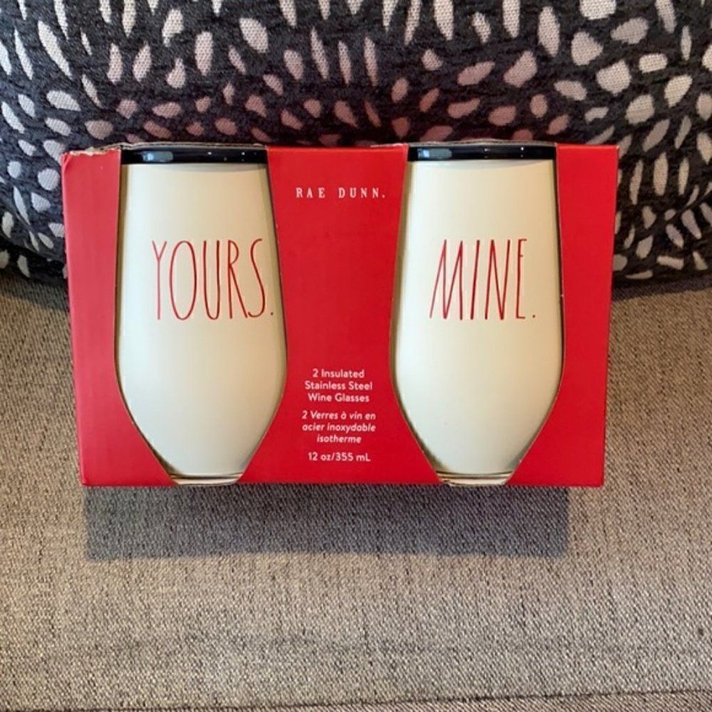 Rae Dunn Yours & Mine Wine Glass Tumblers